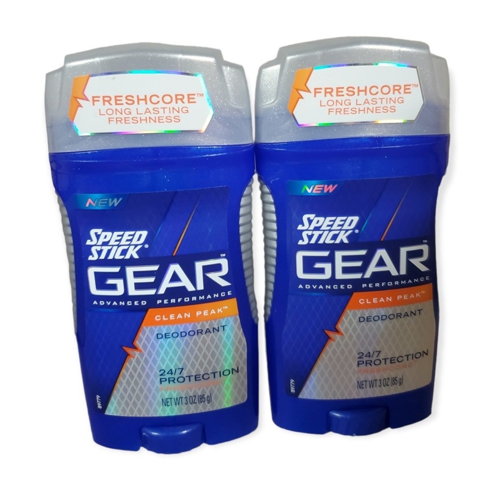 Lot of 2 Speed Stick Gear Advanced Performance Clean Peak Deodorant Stick 3 oz